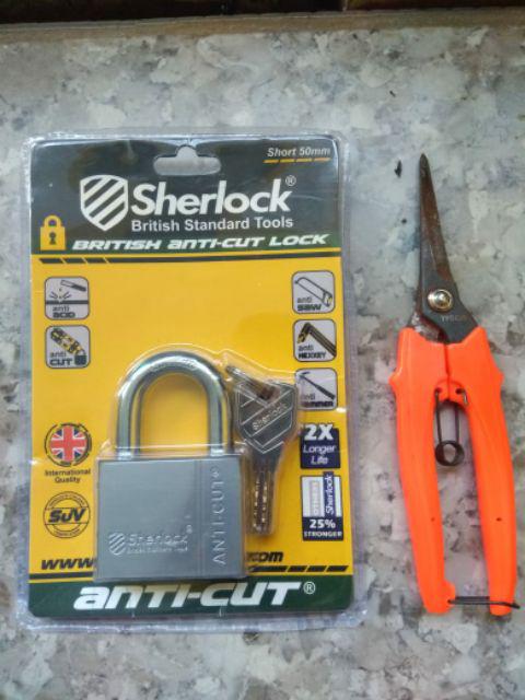 Sherlock Elliot Domestic Gembok Perisai Baja (53 Mm Pendek) Silver