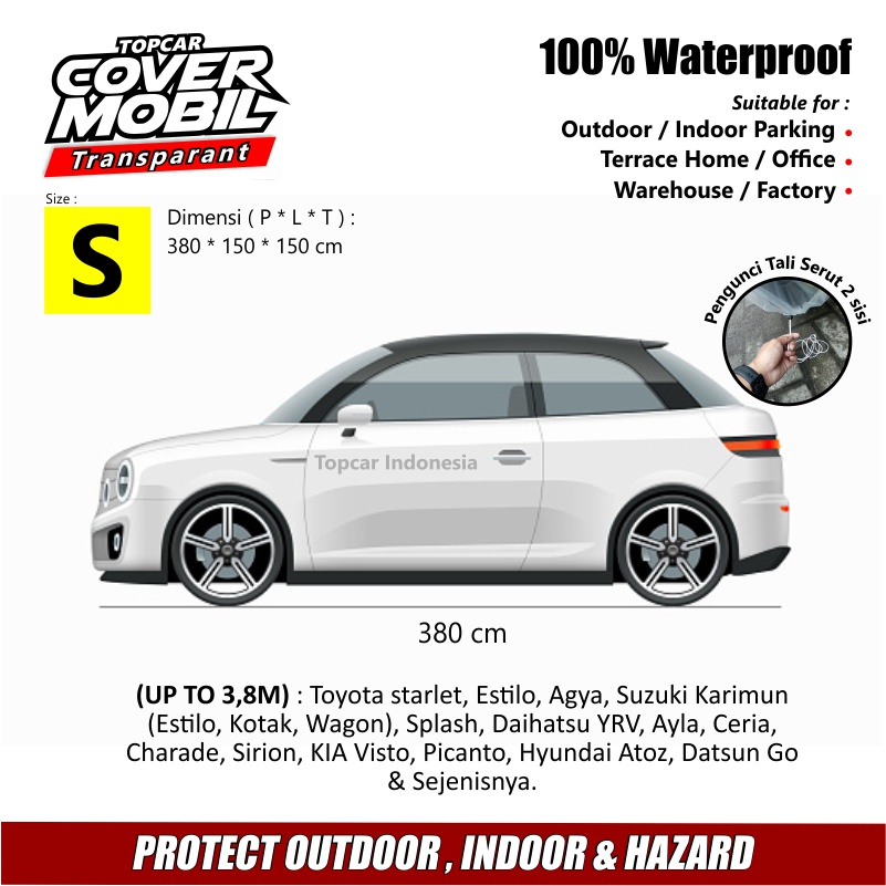 Cover Mobil Transparan Ignis Suzuki Plastik Tebal Plastik Waterproof Outdoor Indoor Part Mobil Aksesoris Exterior Selimut Pelindung Anti Air Premium Quality