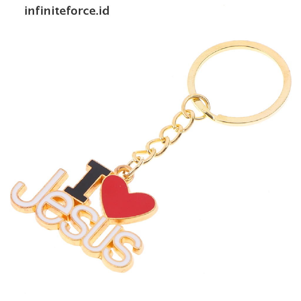 (Infiniteforce.Id) 1pc Gantungan Kunci Mobil Motif Print Tulisan I Love Jesus