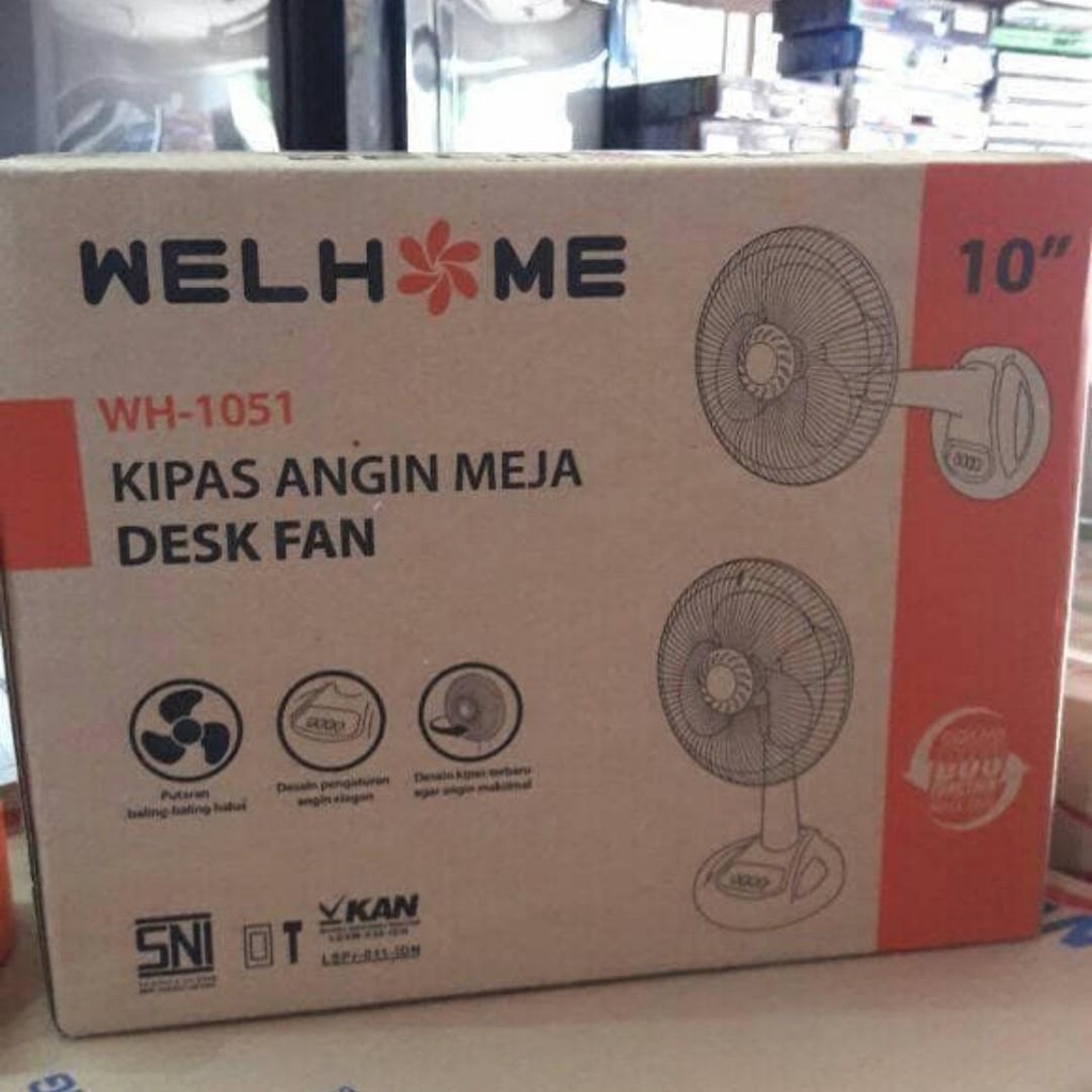 Kipas Angin Meja / Desk Fan Welhome WH-1051 [10 Inch] Murah Free Buble