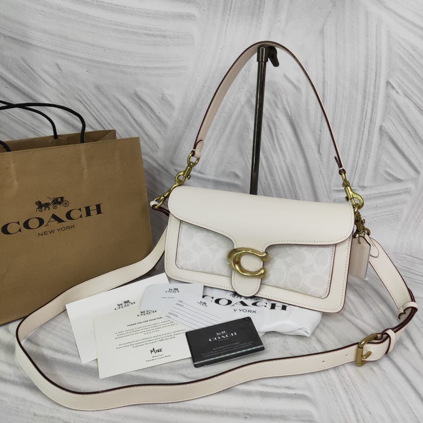 Coach Tabby Shoulder Bag 26 With Signature Canvas Chalk