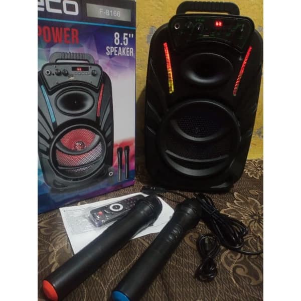 SPEAKER BLUETOOTH WIRELESS 8'5 INCH FLECO F-8166 / F 8166 / F8166 BONUS DUA MIC WIRELESS X-BASS