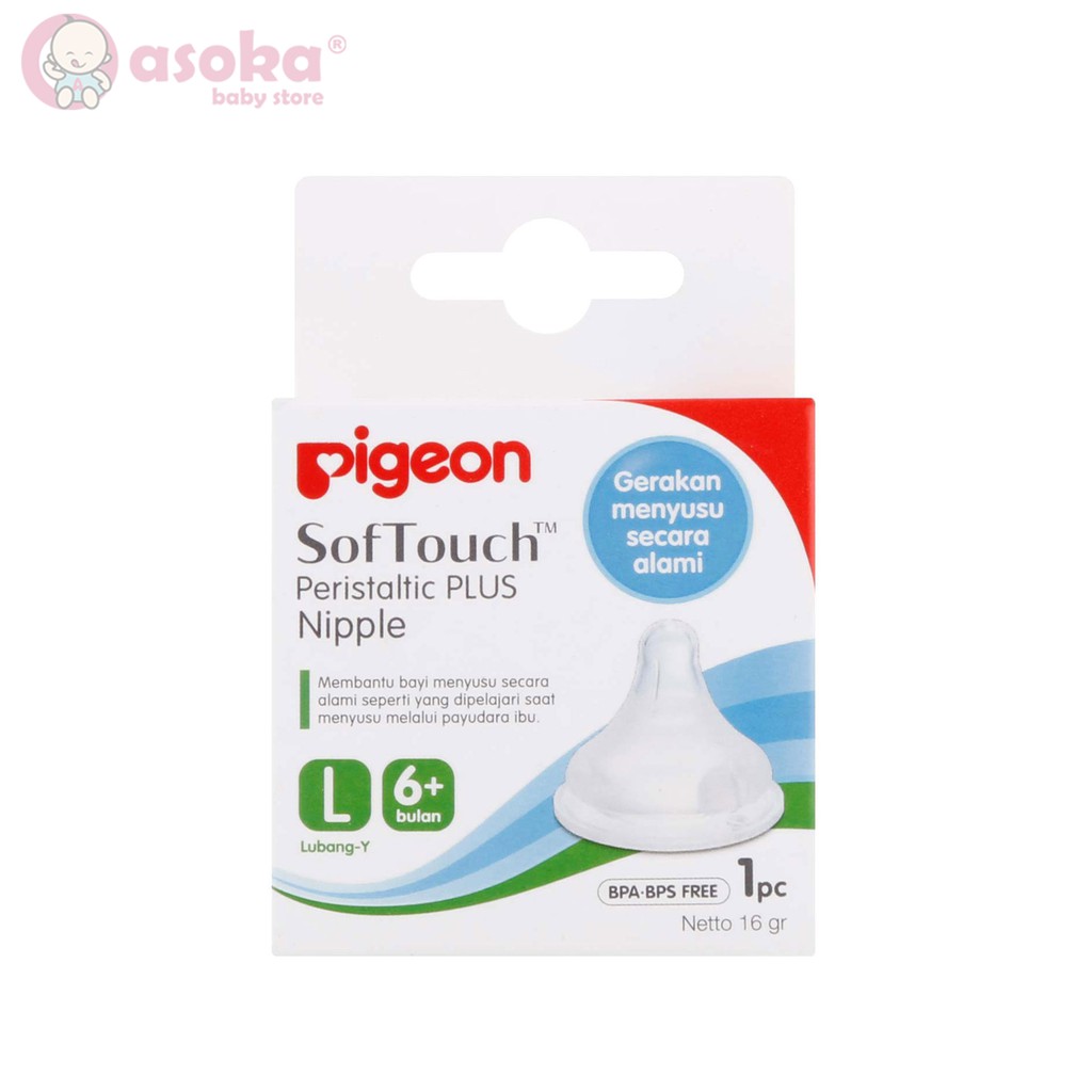 Pigeon SofTouch Peristaltic Plus Nipple isi 1 S M L ASOKA