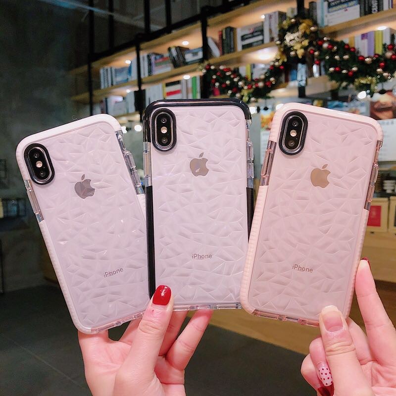 Kasing ponsel / lengan iPhone 11 pro max sederhana permen warna pola berlian Case iPhone 6 7 8 X XR