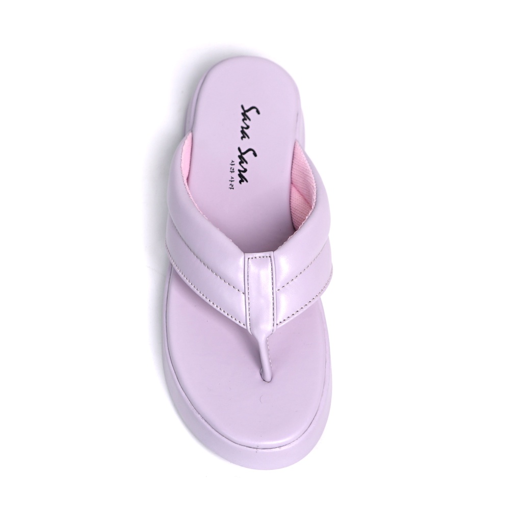 SARASARA YUK - Sandal Wanita Jepit Wedges Casual SARA SARA NORA Sendal Japit Cewek Platform Empuk Ringan Capit Tinggi 3cm  Size 36 37 38 39 40 Untuk Rumahan Warna Lilac Ungu Soft Santai Premium Kekinian Terbaru Shoes Ori Original Mall Official Store