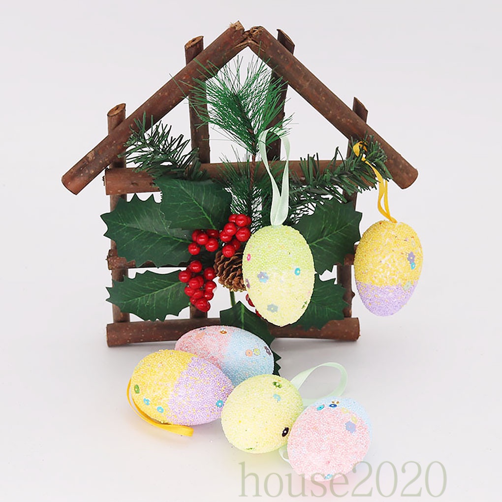 [HOUSE2020]6Pcs Easter Eggs Colorful Speckled Foam Fake Eggshell Simulation Party Decoration Toys Boy Girl Gift