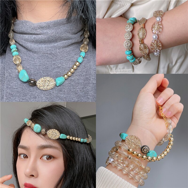 Manik-manik Bentuk Irregular Bahan Akrilik Warna Emas Untuk Membuat Perhiasan Kalung Gelang Dan Anting