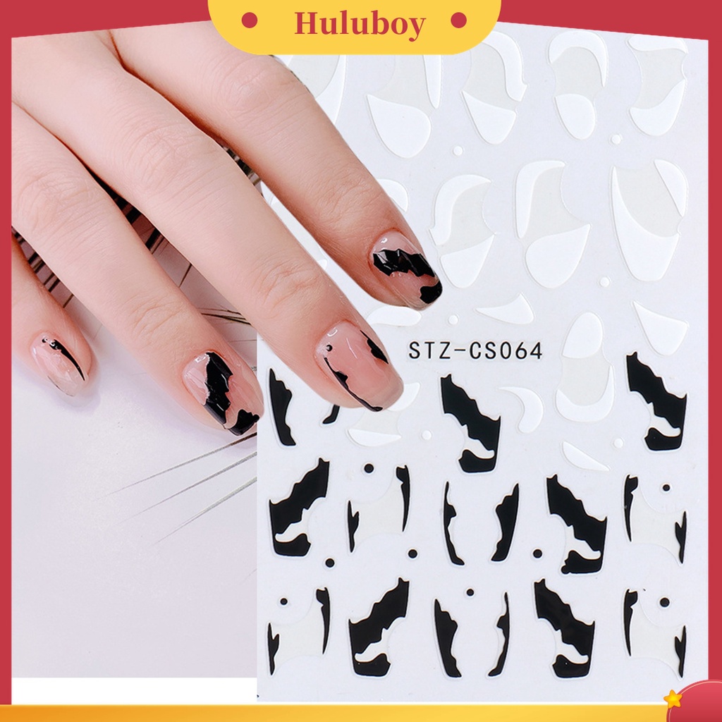 Huluboy Huluboy♡ Stiker Kuku Motif Garis Warna-Warni 3D Untuk Manicure