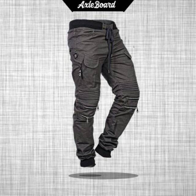 EXCLUSIVE Celana Japan/korean style ( URBAN TWIL BIKER JOGGER PANTS ) 3 Axleboard Kyuzwear