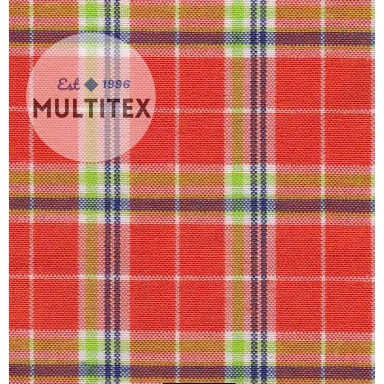 [GULUNGAN] Bahan kain kotak orange tc katun seragam sekolah kemeja rok rompi adem halus lembut premi