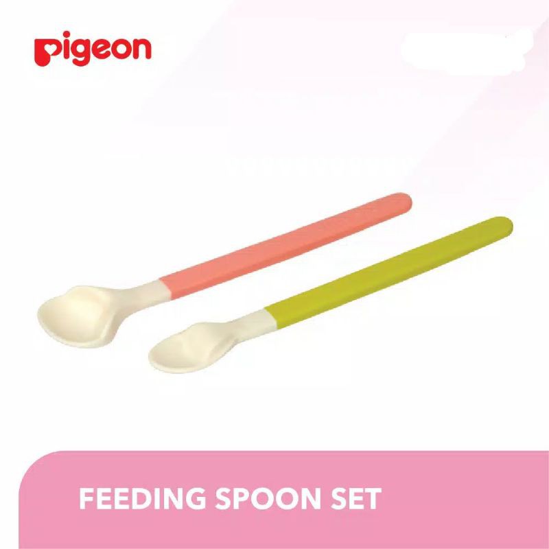 Pigeon Feeding Spoon Set Sendok Makan Bayi Silicone Silikon Peralatan Makan Bayi 6m+