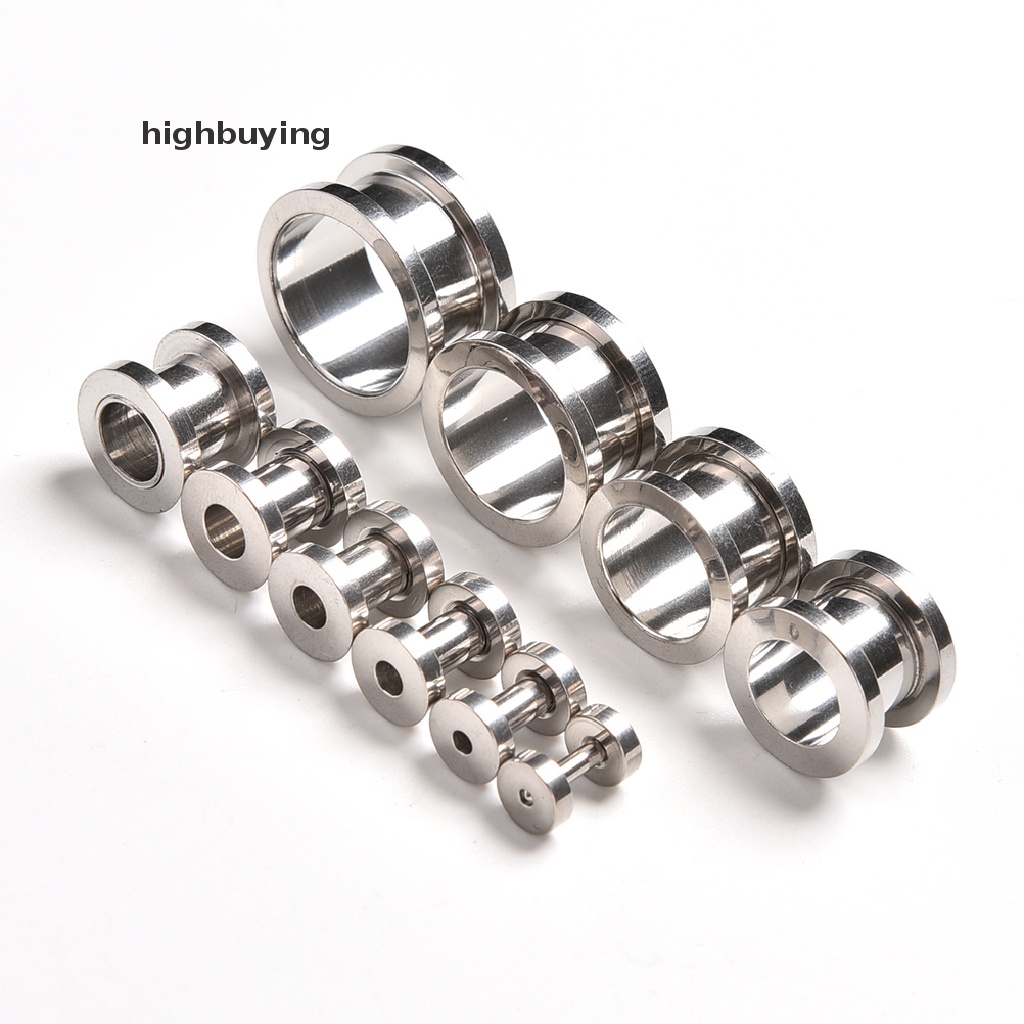 Hbid 1pc Ear Plug Pembesar Lubang Tindik Telinga Bahan Stainless Steel