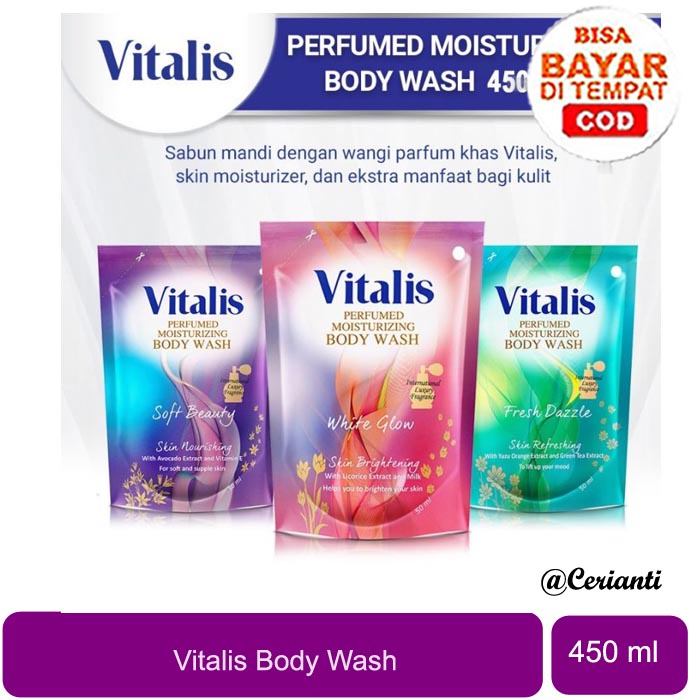 [REFILL 450ML] Vitalis Sabun Mandi Cair Fresh Dazzle 450 Ml |450ML - Body Wash_Cerianti