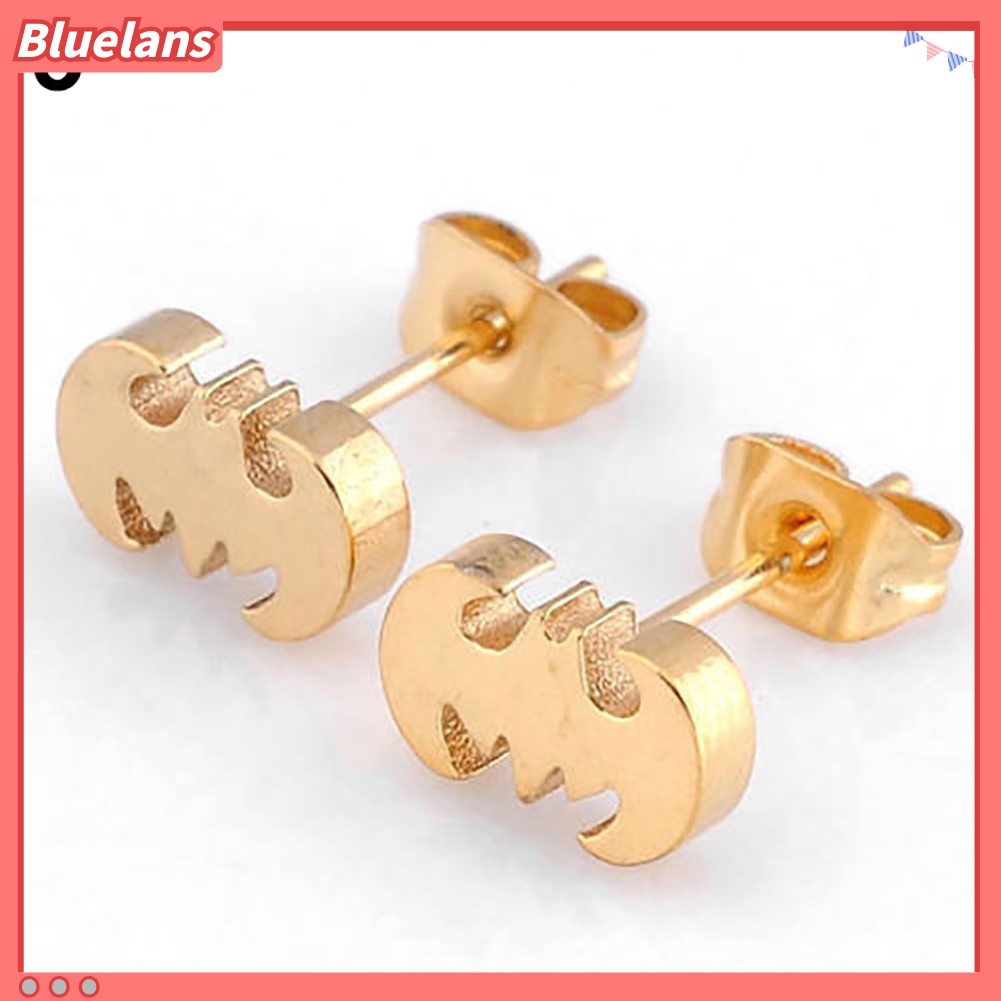 Anting Tusuk Motif Kelelawar Ala Punk Bahan Stainless Steel Untuk Pria / Wanita