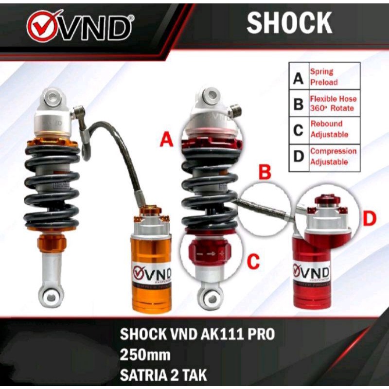 Jual Mono Shock Vnd Tabung Pisah Klick Rebound Mm Satria Tak Hiu Lumba Shopee Indonesia