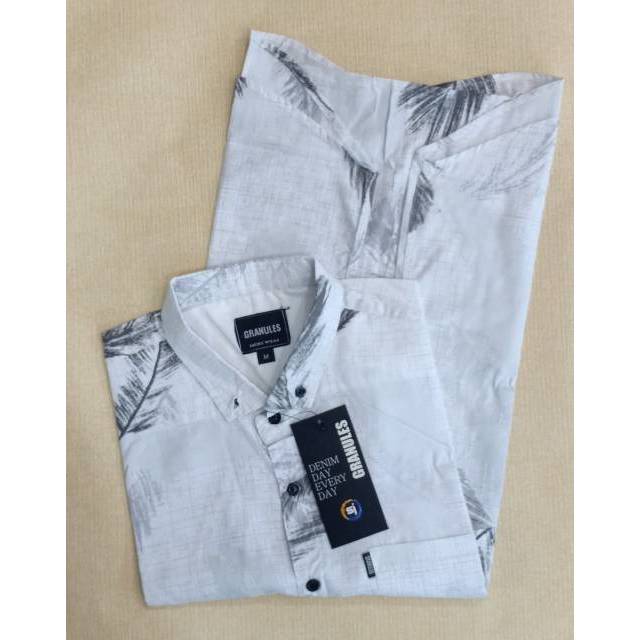 Kemeja Pria Motif Pria Cowok Lengan Pendek Bunga Formal Casual Murah Slimfit All Size M L XL Bagus