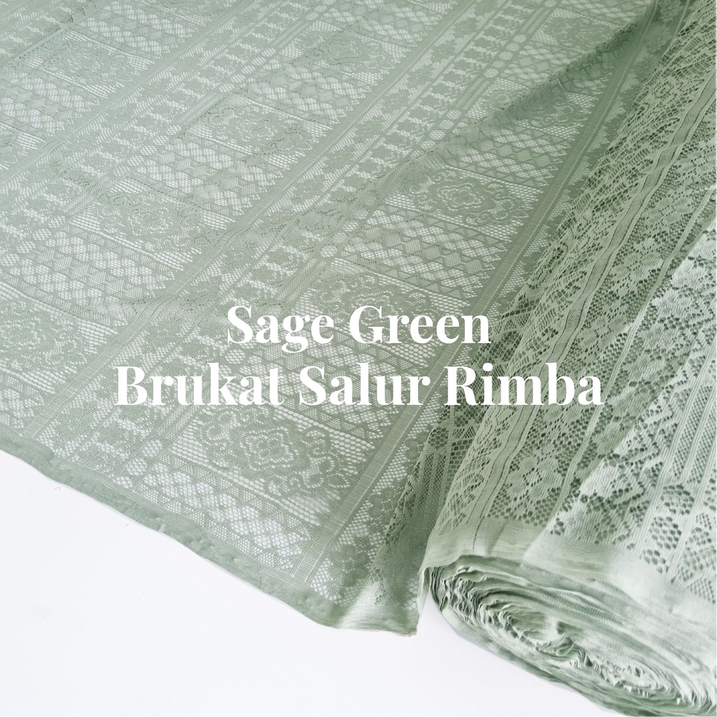 0,5m bahan kain brukat lace kebaya malika hijau sage green salur raya star rimba chantili soulmate