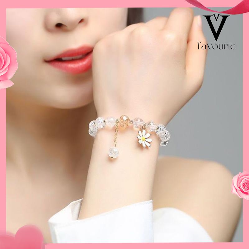 [COD]Manik-manik Warna Kristal Daisy Liontin Wanita Pacar Mahasiswa Perhiasan Gelang Menggemaskan-FA