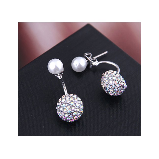 LRC Anting Tusuk Fashion Silver 925 Silver Needle With Zirconium Beads A59424