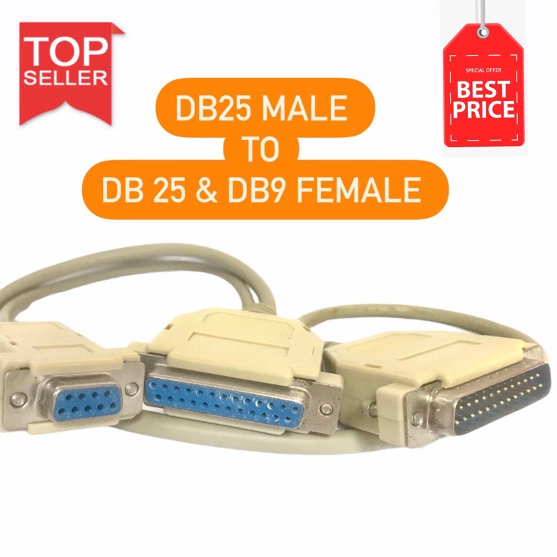 KABEL SERIAL DB25 MALE TO DB25 & DB 9 FEMALE