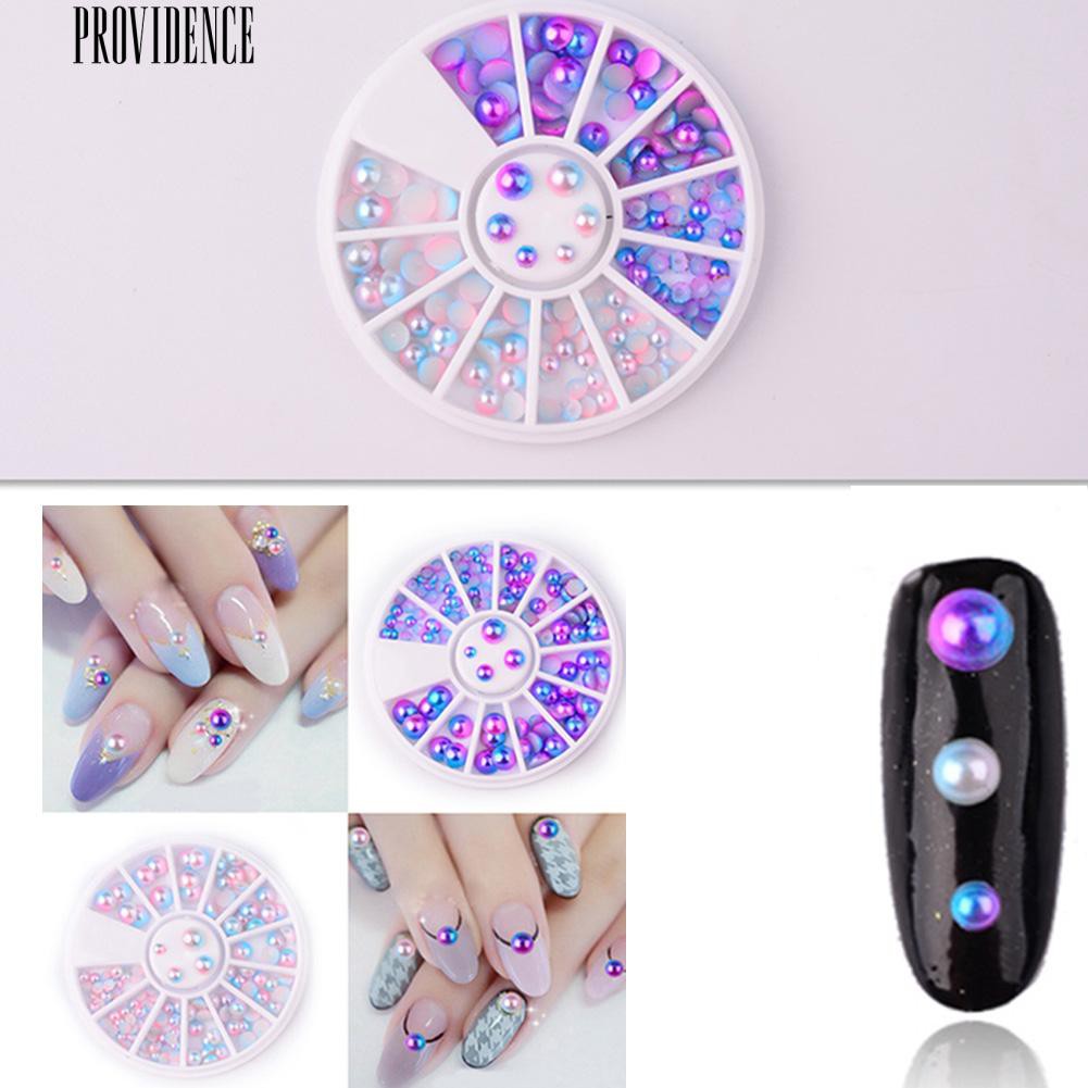 Semi-Lingkaran Manik-manik Mutiara Imitasi Gradien Datar Bawah Studs 3D Nail Art Dekorasi