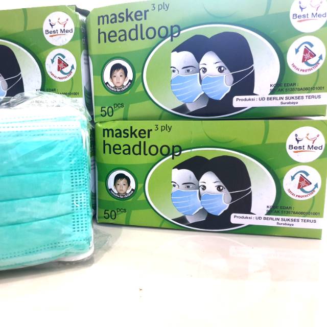 Jual Masker Medis Best Med Headloop Hijab 3ply Isi 50pcs Anti Virus ...