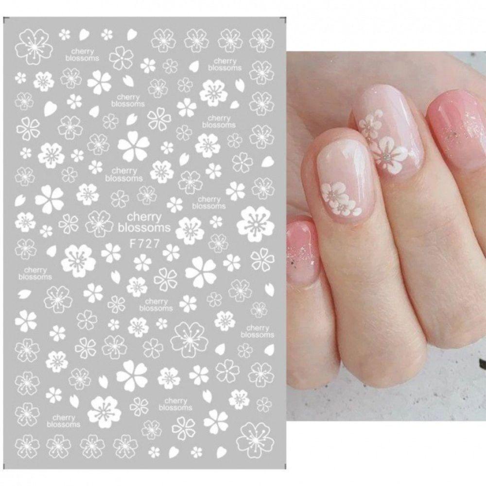 AUGUSTINA Agustina Bunga Sakura Stiker Kuku Es Kamelia Elegan Kuku Kecantikan Hiasan Kuku Salon Kuku Manicuring Sticker DIY Nail Art Dekorasi