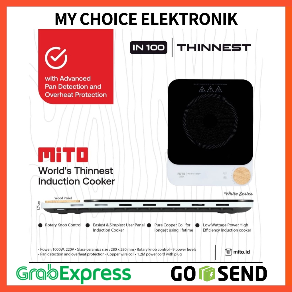 MITO Kompor Induksi IN-100 (1000W) | Thinnest Induction Cooker IN100