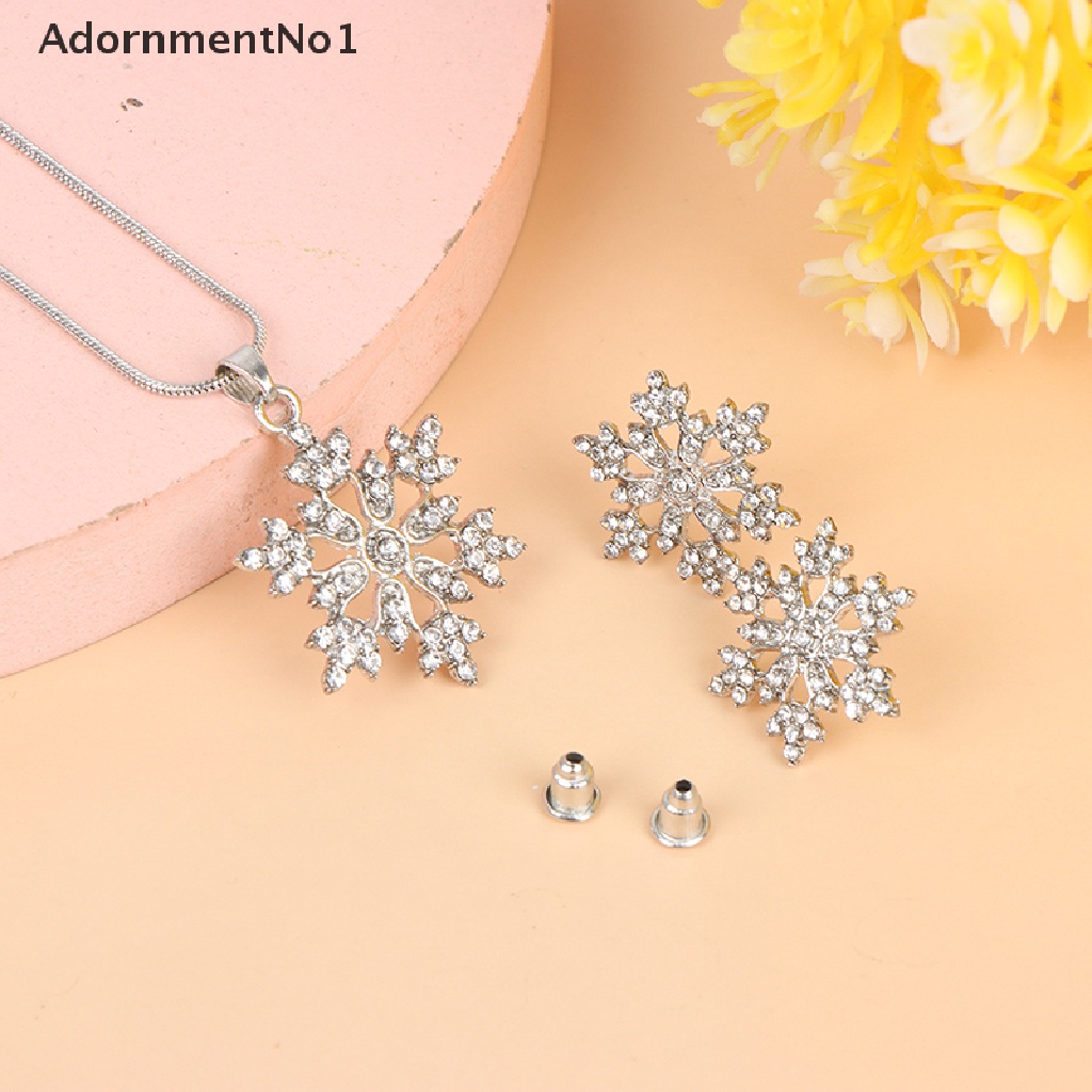 (AdornmentNo1) 3pcs / Set Kalung + Anting Tusuk Gantung Desain Snowflake Untuk Hadiah Valentine