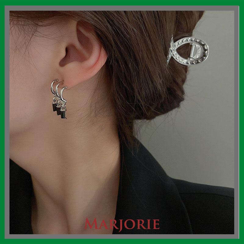 Anting Pejantan Zirkon Gelap Wanita Manis Keren Gaya Niche Design Personality Earrings-MJD