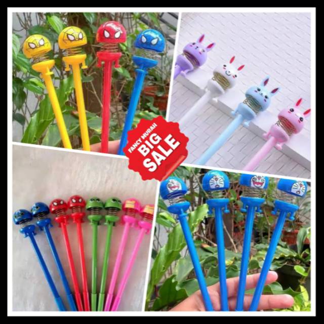 

(SALE) PULPEN PER KARAKTER / SPRING DOLL PEN - AVENGER - SPIDERMAN - DORAEMON - RABBIT