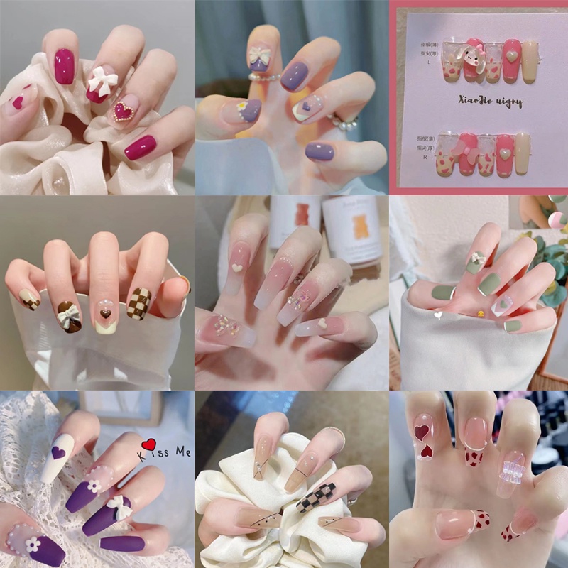 24 Pcs / Set kuku palsu Matte Gaya Perancis Untuk Perawatan Kecantikan Manicure