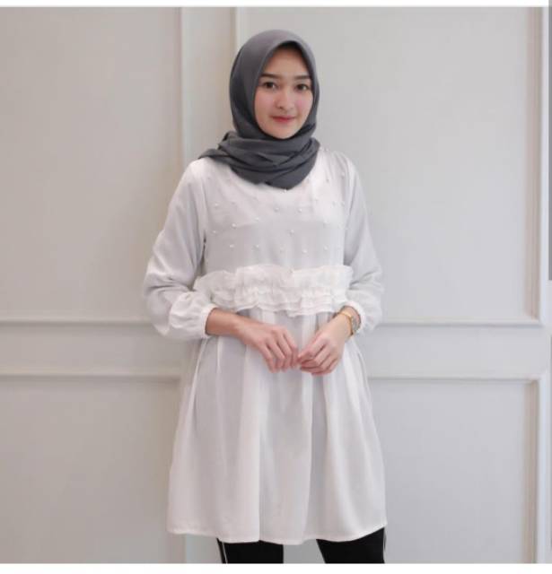 CARMILA || Baju Kekinian Cewek Murah Wanita Grosir blouse white zuky bhn rayon bangkok LD104,PJ 152