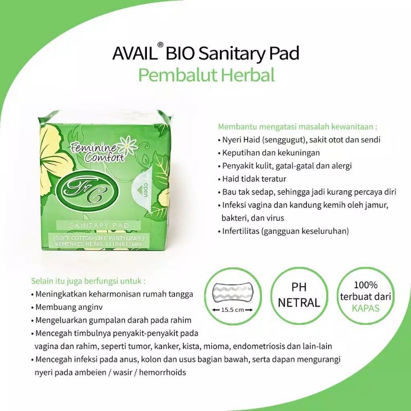 Pembalut Herbal Avail Pantyliner - Avail Hijau - Avail Feminine Comfori