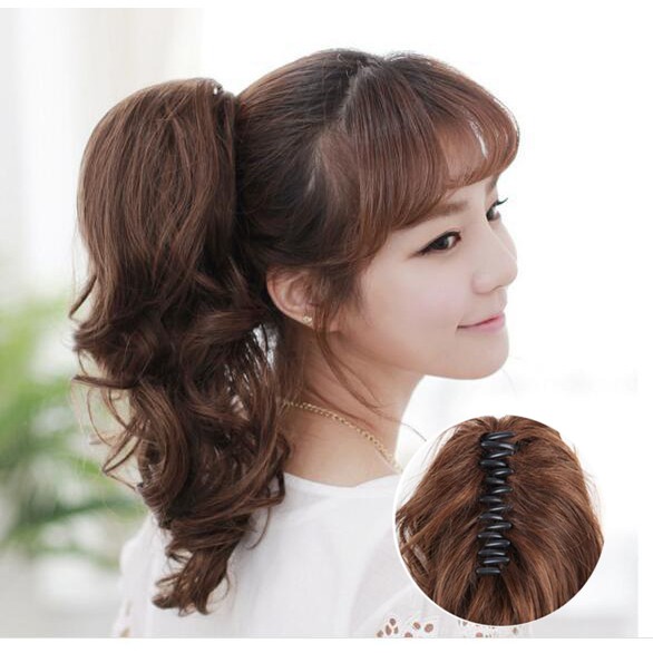 CPT hair clip jepitan ponytail curly wavy rambut palsu kuncir kuda