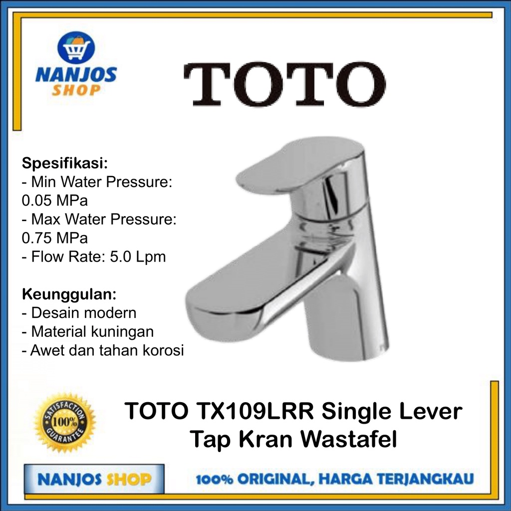 Toto Keran Kran Washtafel Wastafel Tap Tx 109 LRR Tx 109lrr Tx109lRR