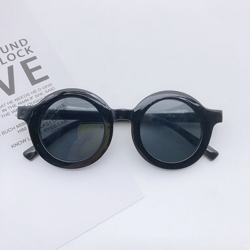 KACAMATA BINGKAI BULAT ANAK/ KACAMATA ANAK FASHION VIRAL / KACAMATA ANTI ULTRAVIOLET SUNGLASSES ANTI SILAU SINAR MATAHARI UNTUK ANAK/LAKI-LAKI PEREMPUAN/BAYI-Hitam