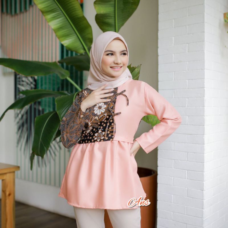 tey-17 Batik wanita ASJ SA HRB026 Kenongo Kemeja Tosca Pendek-No 5