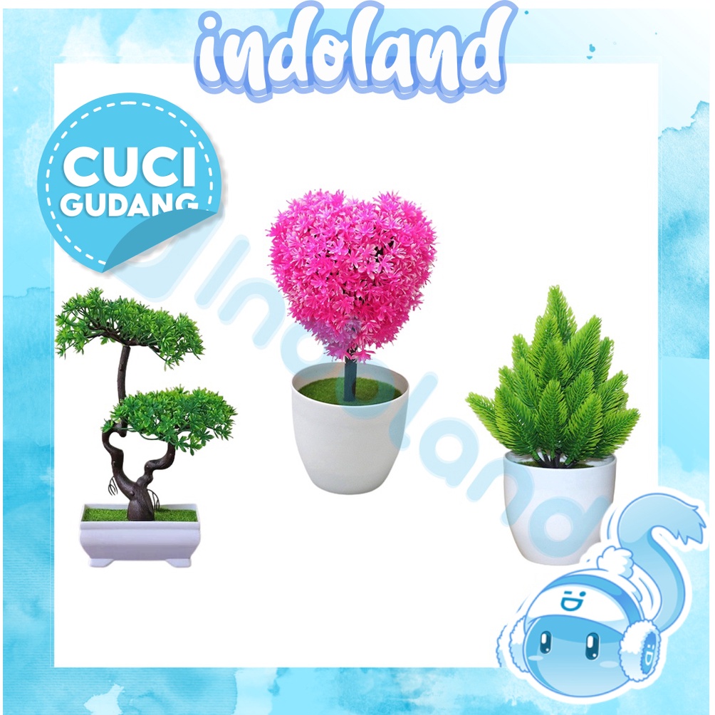 ☀INDOLAND☀ Ornamen Tanaman Hias Plastik Pot Dan Bunga Artificial Daun Rambat Monstera Kering R233 R234 238