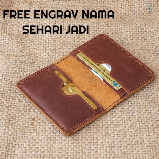 Dompet Kartu Pria Dompet Kartu Tipis Bahan Kulit Lipat Dua