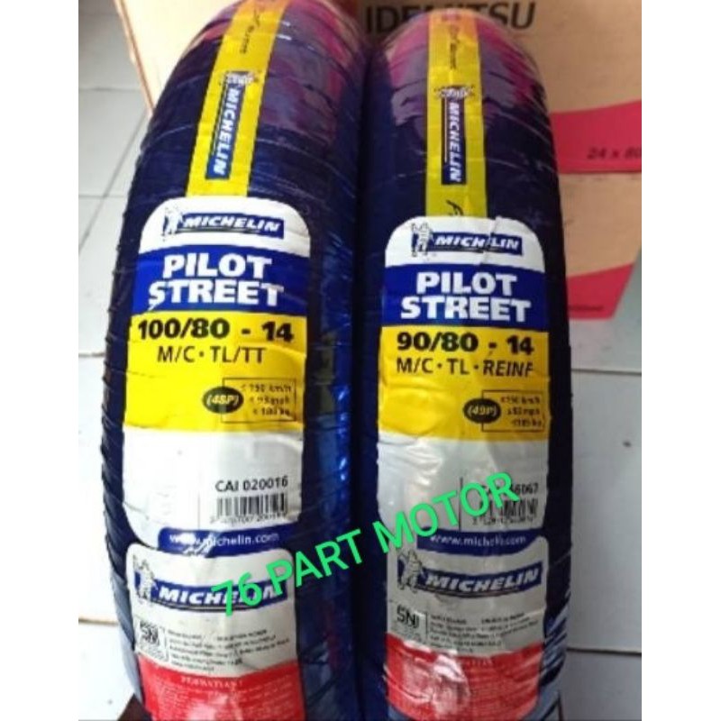 PAKET BAN TUBLES MATIC MICHELIN 90/80 + 100/80. RING 14 FREE PENTIL