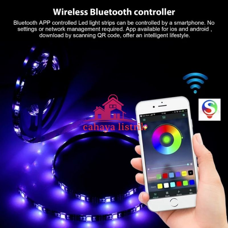 Paket Lampu LED Strip RGB 5V USB 5M 5050 IP44 3 TOMBOL Controller mini Bluetooth Tv Warna Warni