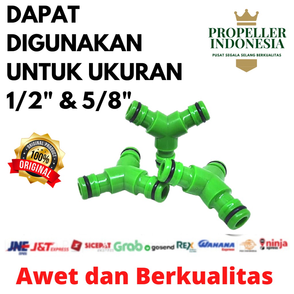 Penyambung Selang Air Konektor Y / Segitiga Quick Connector 1/2&quot;-5/8&quot;