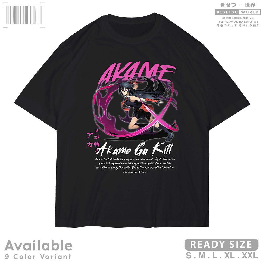 Kaos Anime AKAME GA KILL - Baju Distro Karakter Waifu Manga Wibu Jepang x 9561 Kisetsu Tshirt