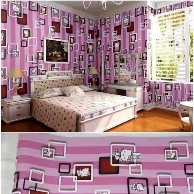 Wallpaper Sticker HELLO KITTY KOTAK 3D