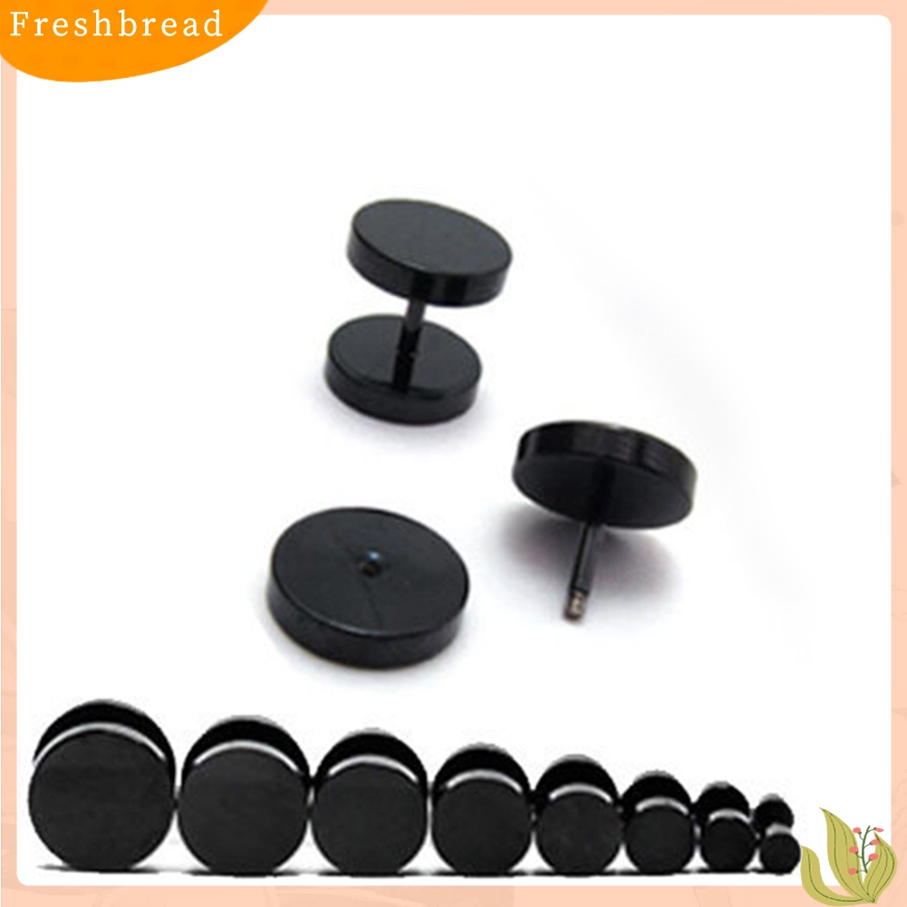 Fresh| Anting Tindik Telinga Bentuk Bulat Bahan Stainless Steel Warna Hitam Ukuran 3mm - 14mm Untuk Pria