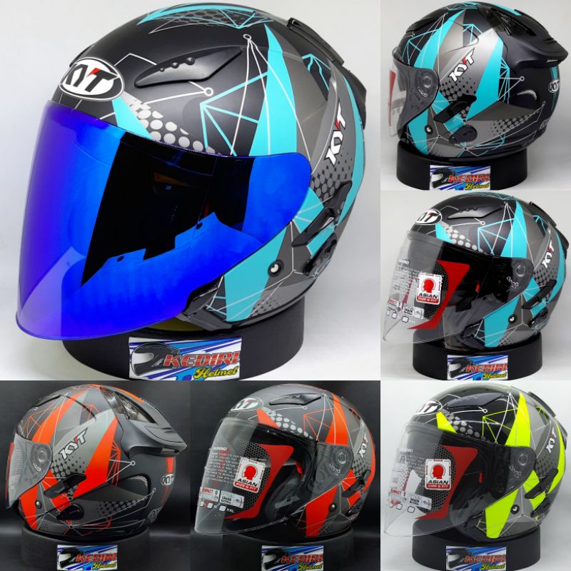 Helm KYT GALAXY FLAT R Matrix Black Blue yellow