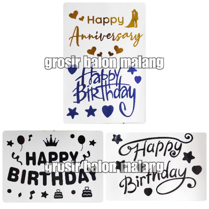 stiker sticker tempelan balon bening pvc bobo happy anniversary happy birthday ultah