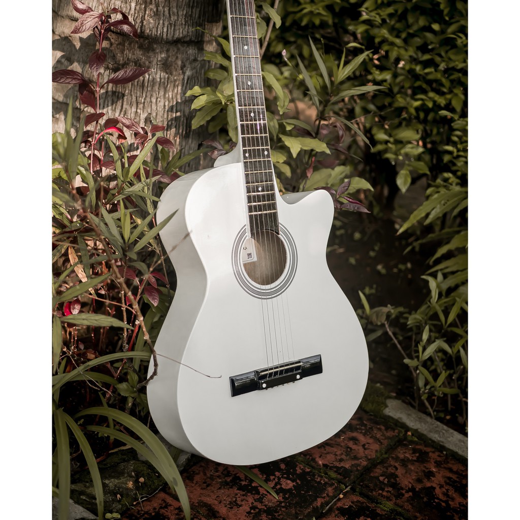 [PAKET KOMPLIT] Gitar Akustik Pemula White Series Full Set