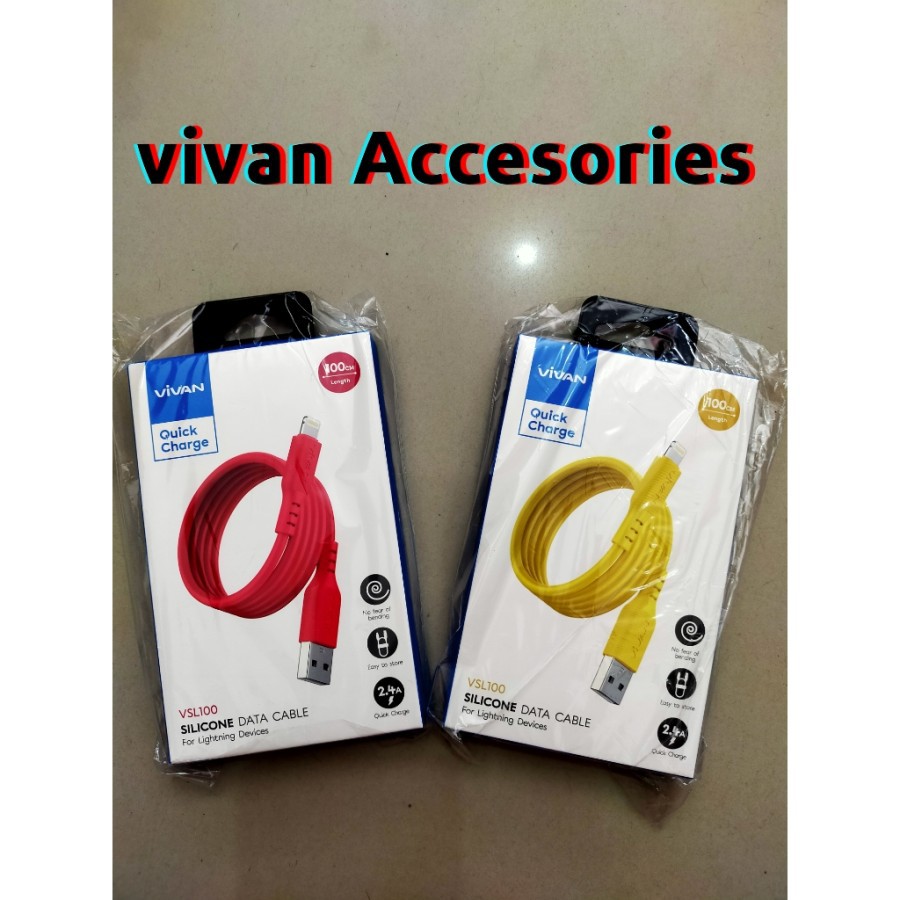 kabel data iPhone Vivan VSL100 Quick Charge KUNING-MERAH